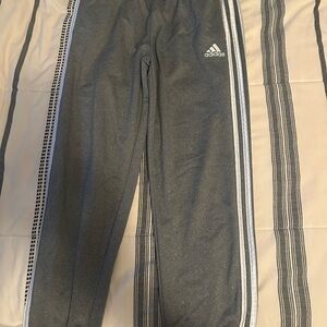 Adidas Kids Charcoal Joggers with White Stripes